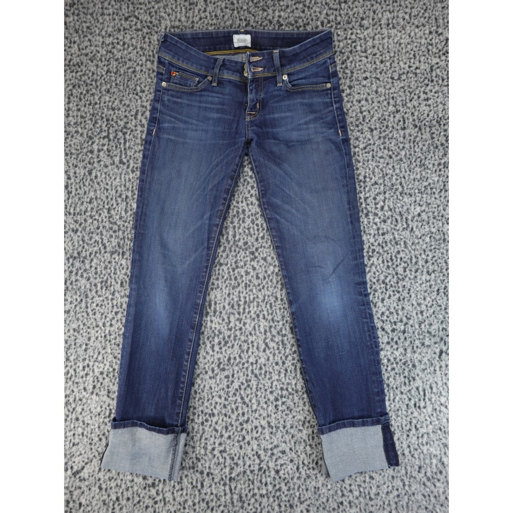 Hudson Ginny Crop Jeans Womens 26 Dark Wash Good Cuffed‎ Double Button Low Rise